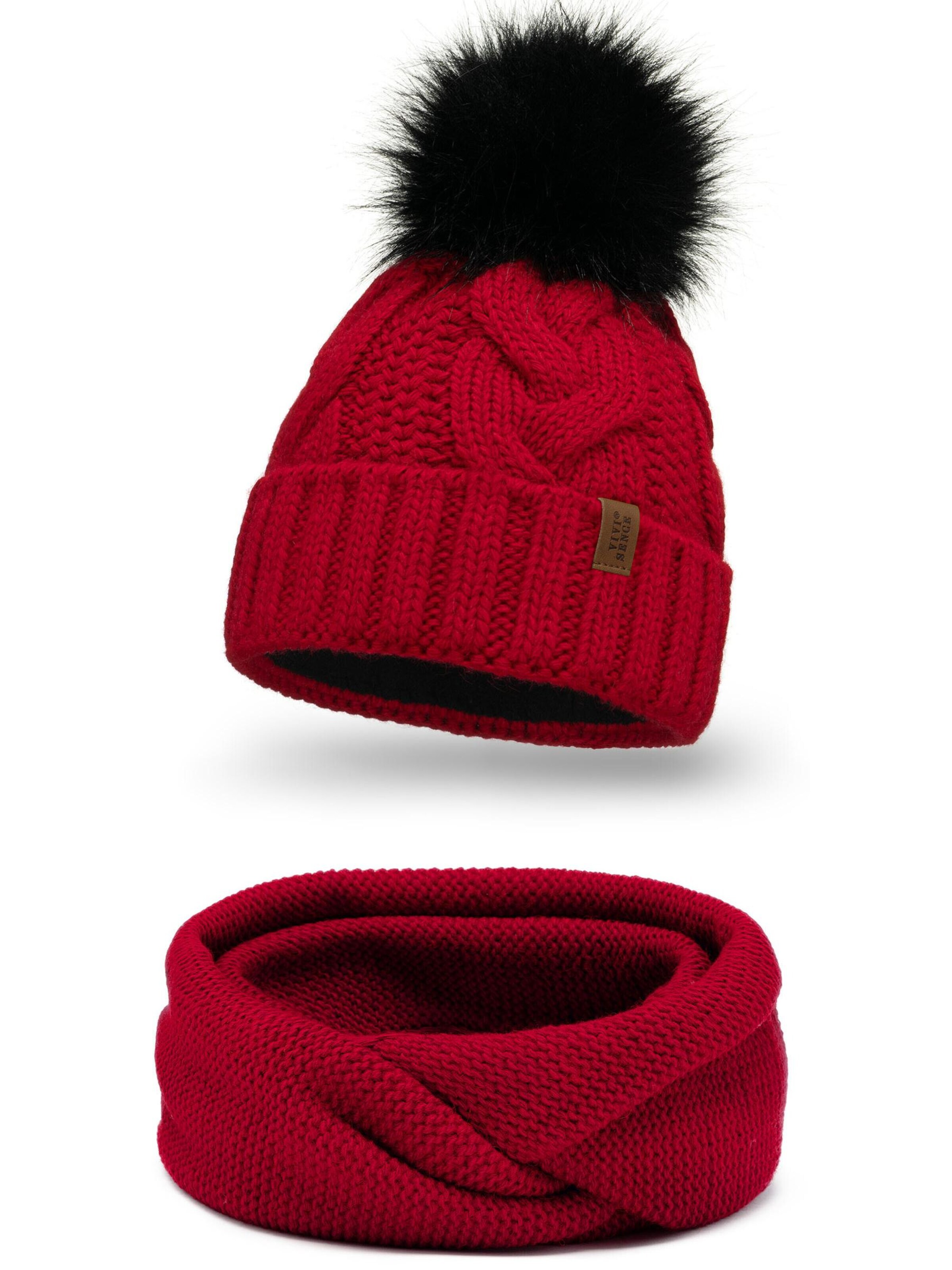 Vivisence Beanie '7014 Set' in Red: front