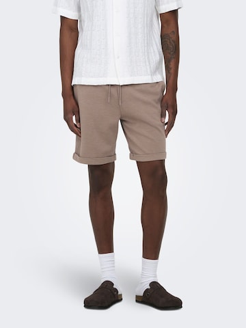 Only & Sons Regular Trousers 'ONSNewkodyl' in Brown: front