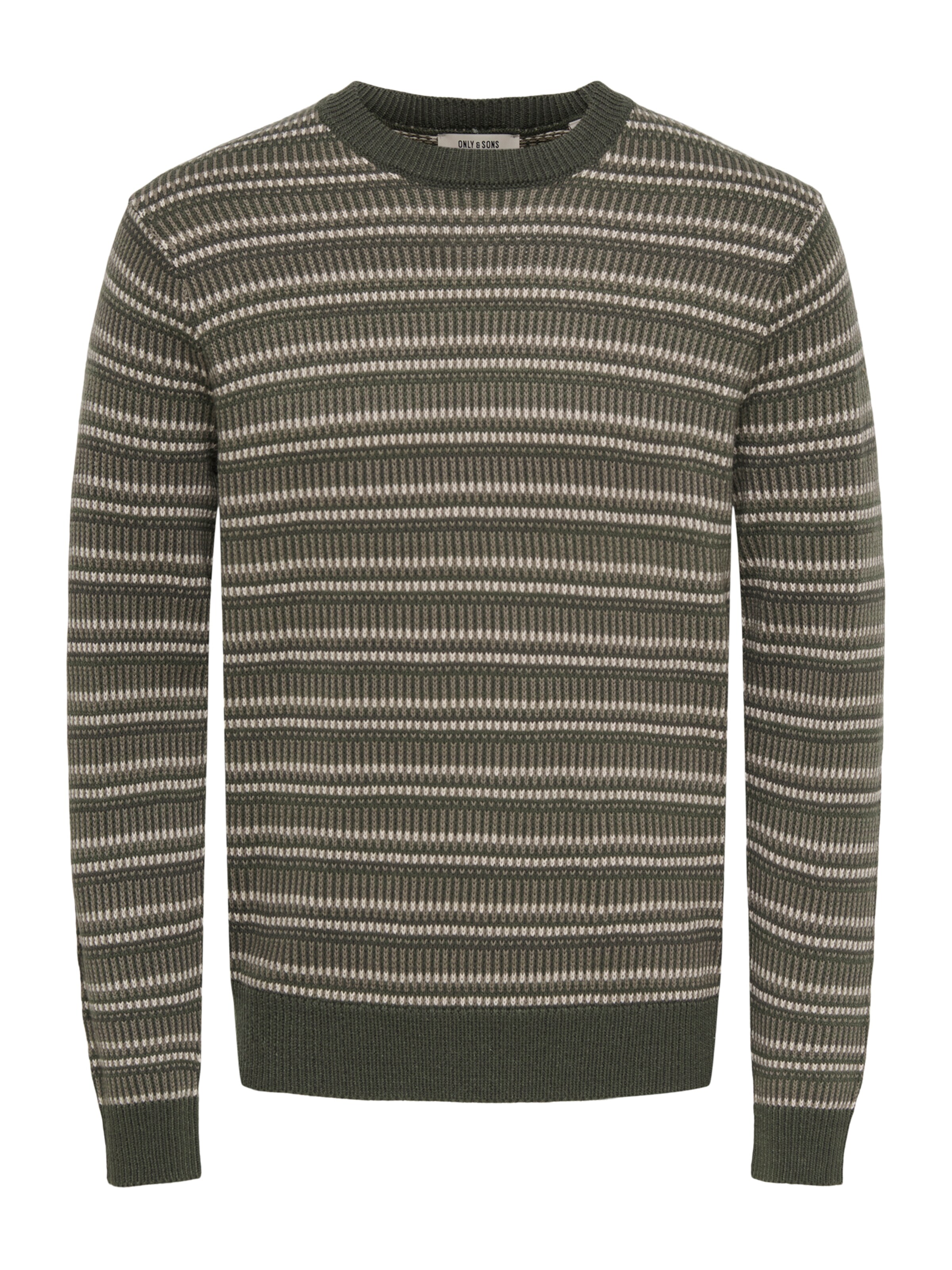 Only & Sons Pullover 'ONSMARINUS' in S in ecru / graphit / khaki, Produktansicht