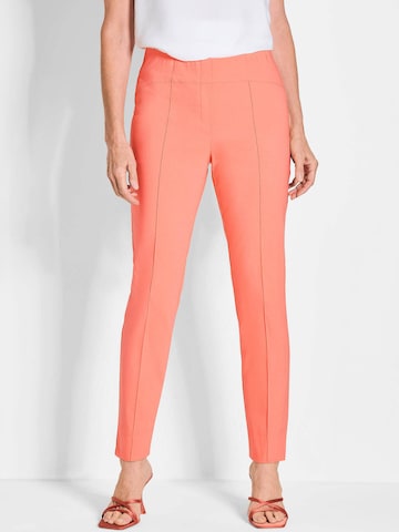 Goldner Slim fit Trousers with creases 'Louisa' in Orange