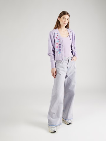 Fabienne Chapot Knit Cardigan in Purple