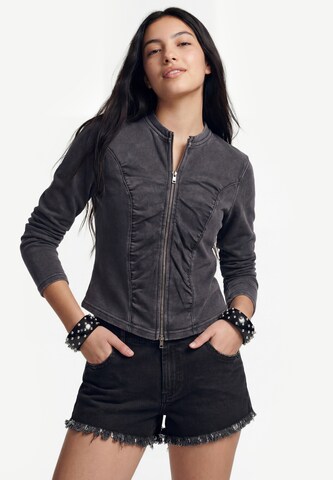 myMo ROCKS Sweatjacke in Grau: Vorderseite