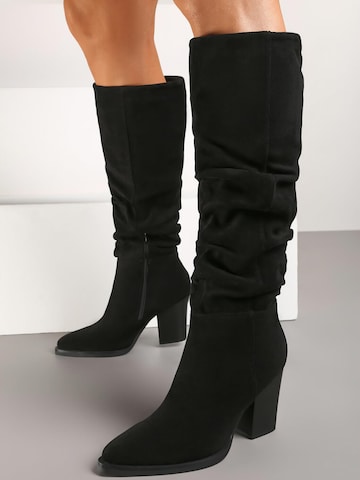Boots 'Bottes bout pointu effet plissé à talon bloc - noir' VERA Collection en noir