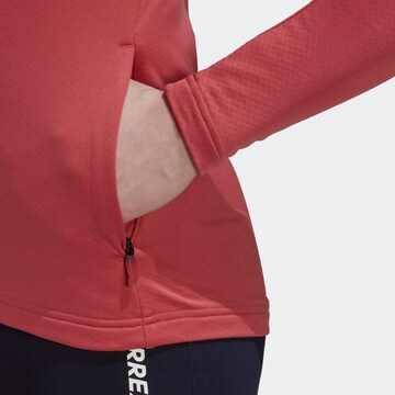 ADIDAS TERREX Skinny Athletic Zip-Up Hoodie in Red