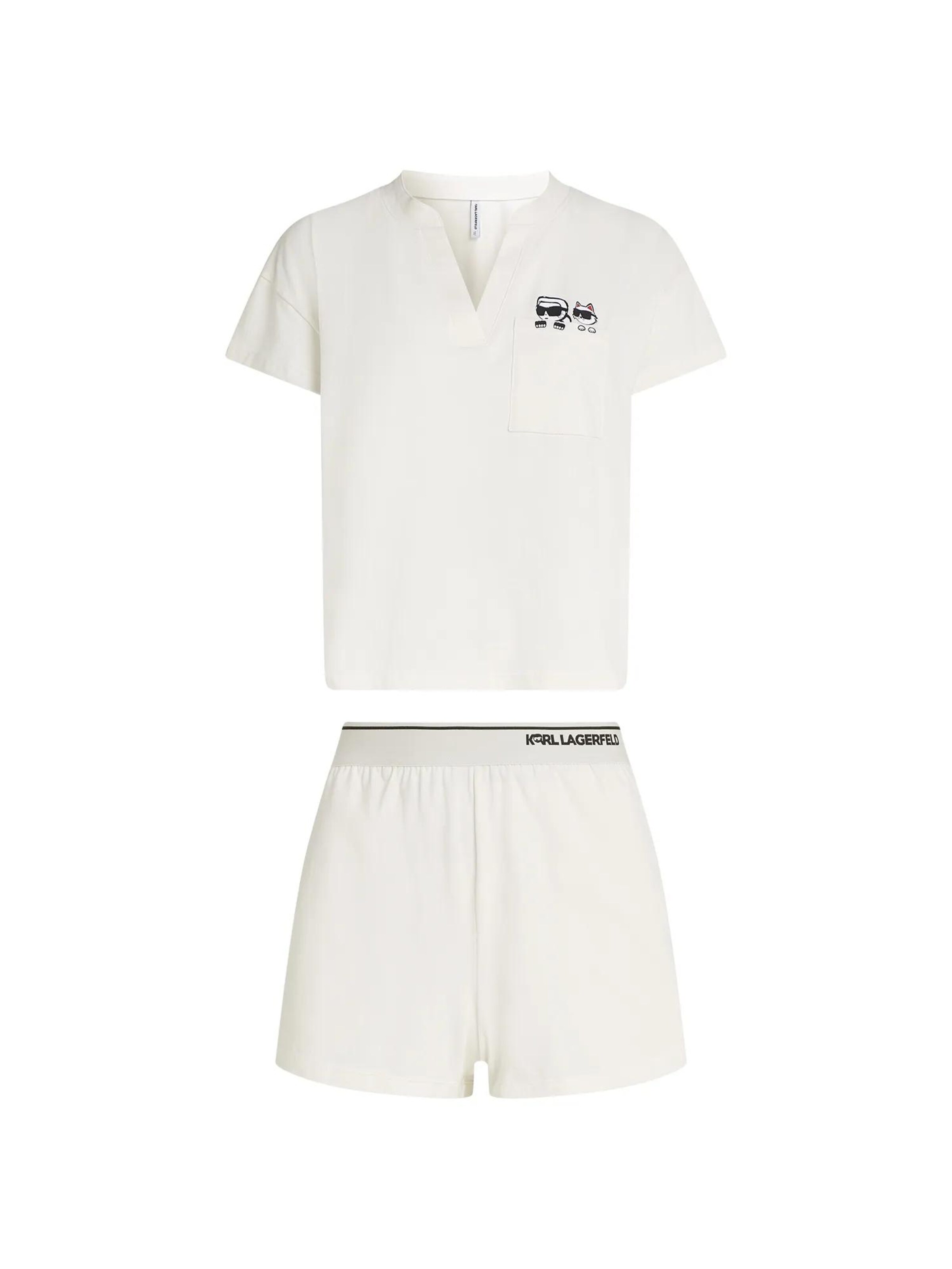 Karl Lagerfeld - Calções de pijama em bege: frente