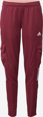 ADIDAS SPORTSWEAR Slim fit Workout Pants 'Tiro' in Red: front