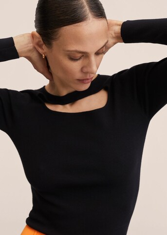 MANGO Pullover 'window' in Schwarz