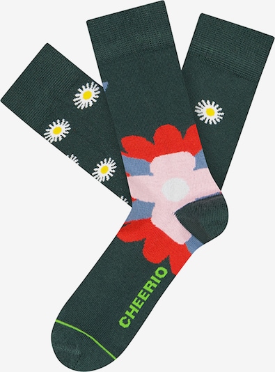 CHEERIO* Socken 'Alpine Daisies' in dunkelgrün / mischfarben, Produktansicht