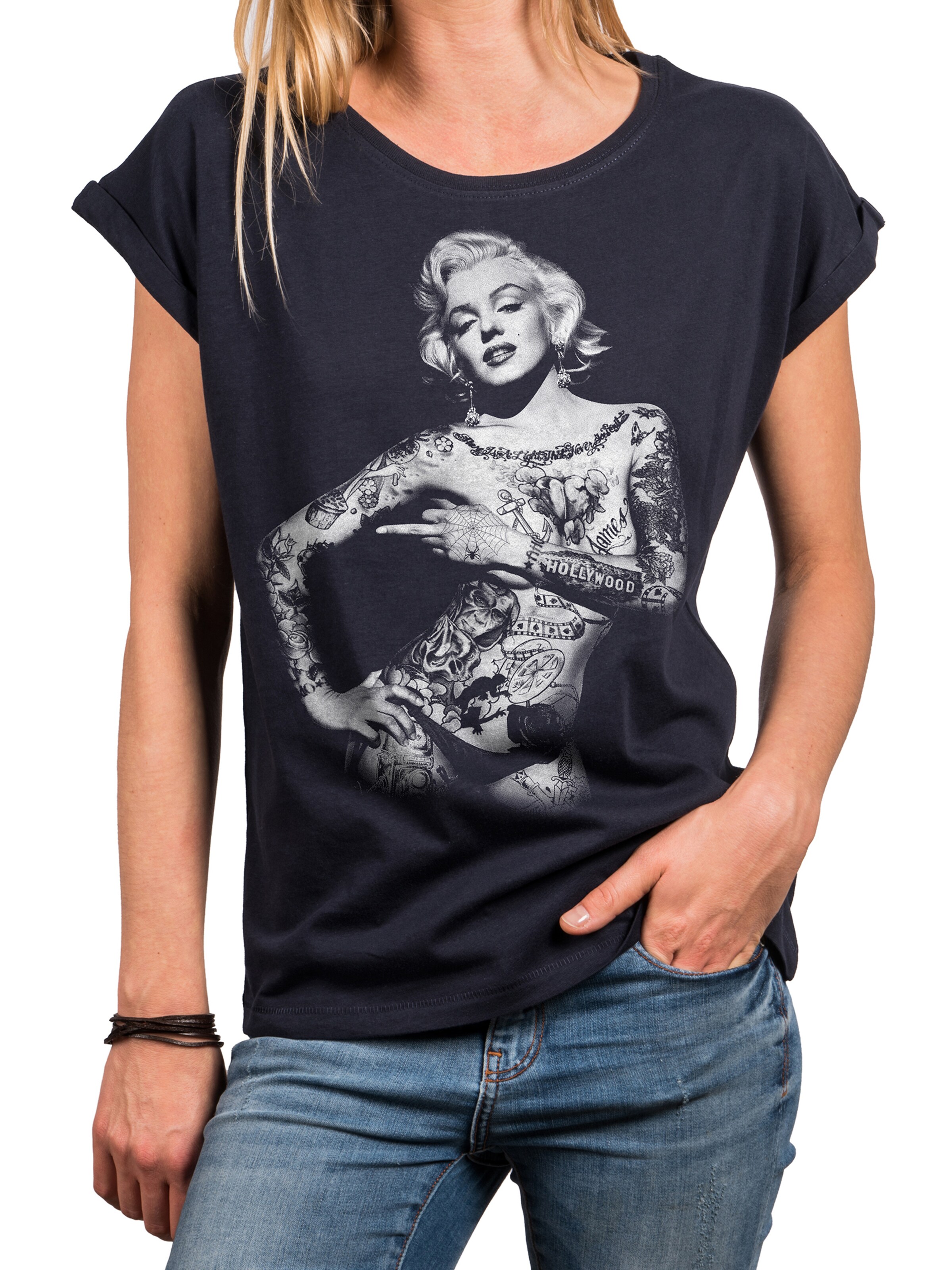 MAKAYA Shirt 'Tattoo' in Blue