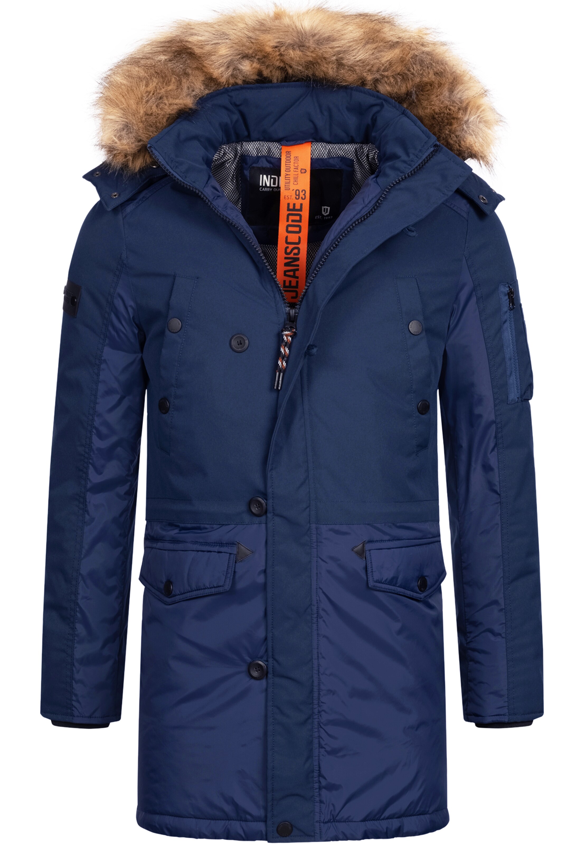 INDICODE JEANS Parka 'Jarl' in Blau: Vorderseite