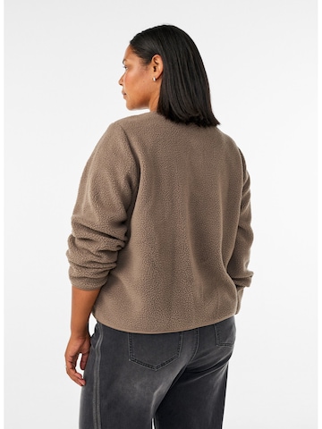 Zizzi Fleecejacke 'Tillie' in Braun