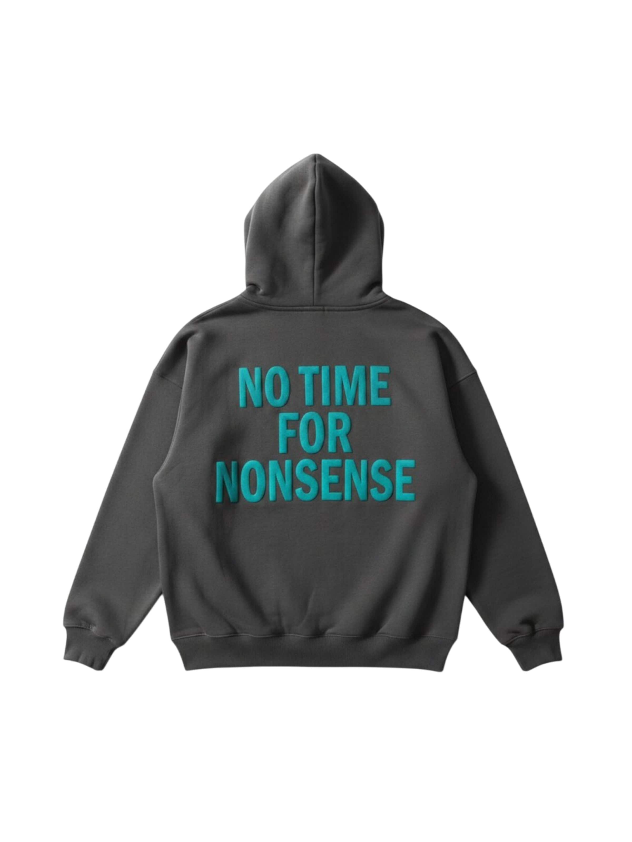 Kleidermafia Sweatshirt 'Oversize “No Time for Nonsense” Hoodie - Anthracite and Blue' i grå: framsida