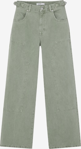 Pull&Bear Wide leg Jeans in Green: front