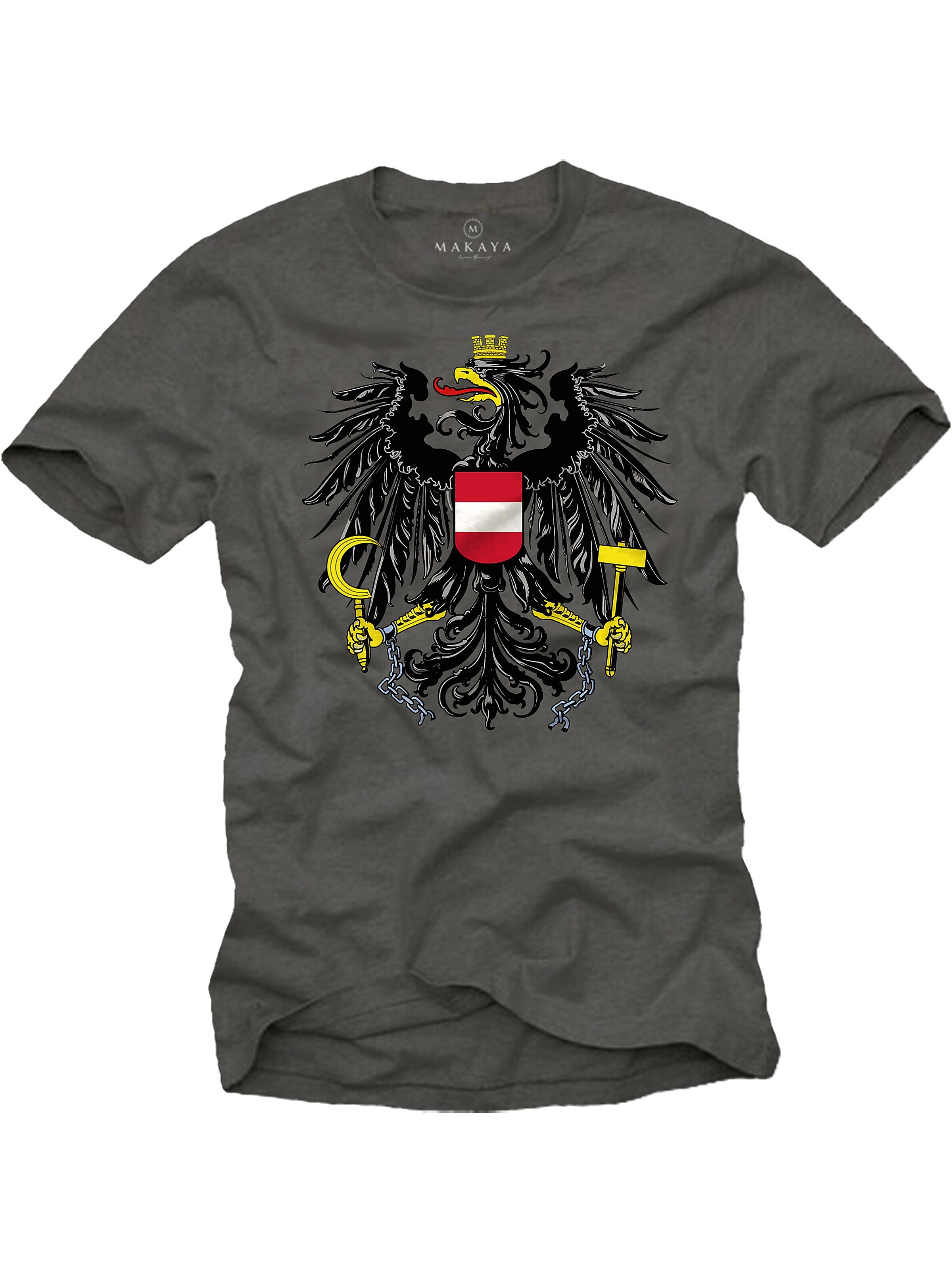 MAKAYA Shirt 'AT-Adler groß' in Grey: front