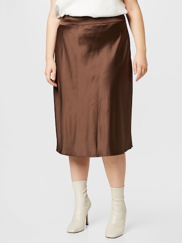 Vila Curve Skirt in Brown: front