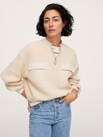 Pull-over MANGO en beige : devant