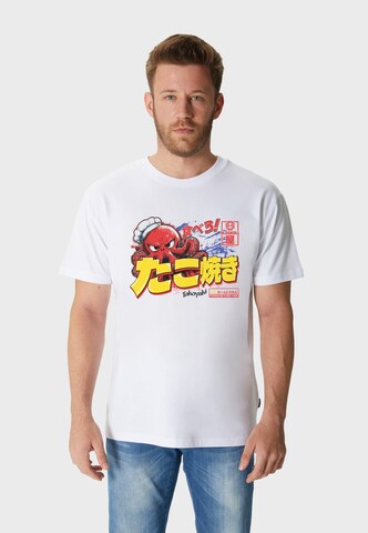 Oldskull Shirt 'Asian Takoyaki Octopus Graphic' in Wit: voorkant