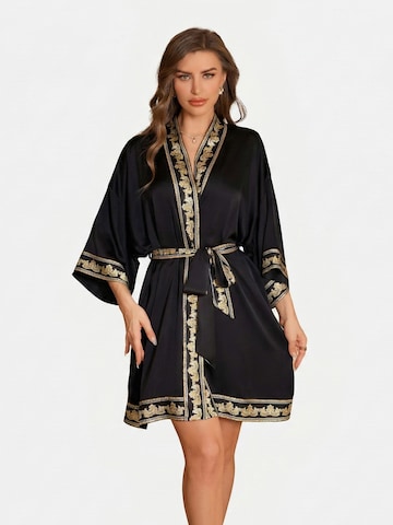Vivi Idee Dressing Gown 'Kimono' in Black: front