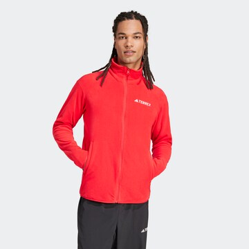 ADIDAS TERREX Athletic Fleece Jacket in Red: front