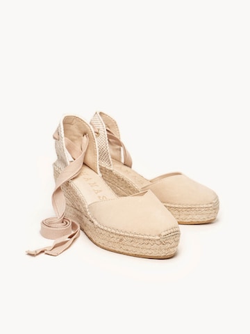 Sandalo 'Alpargata Cuña 8 cm' di Alhamas in beige