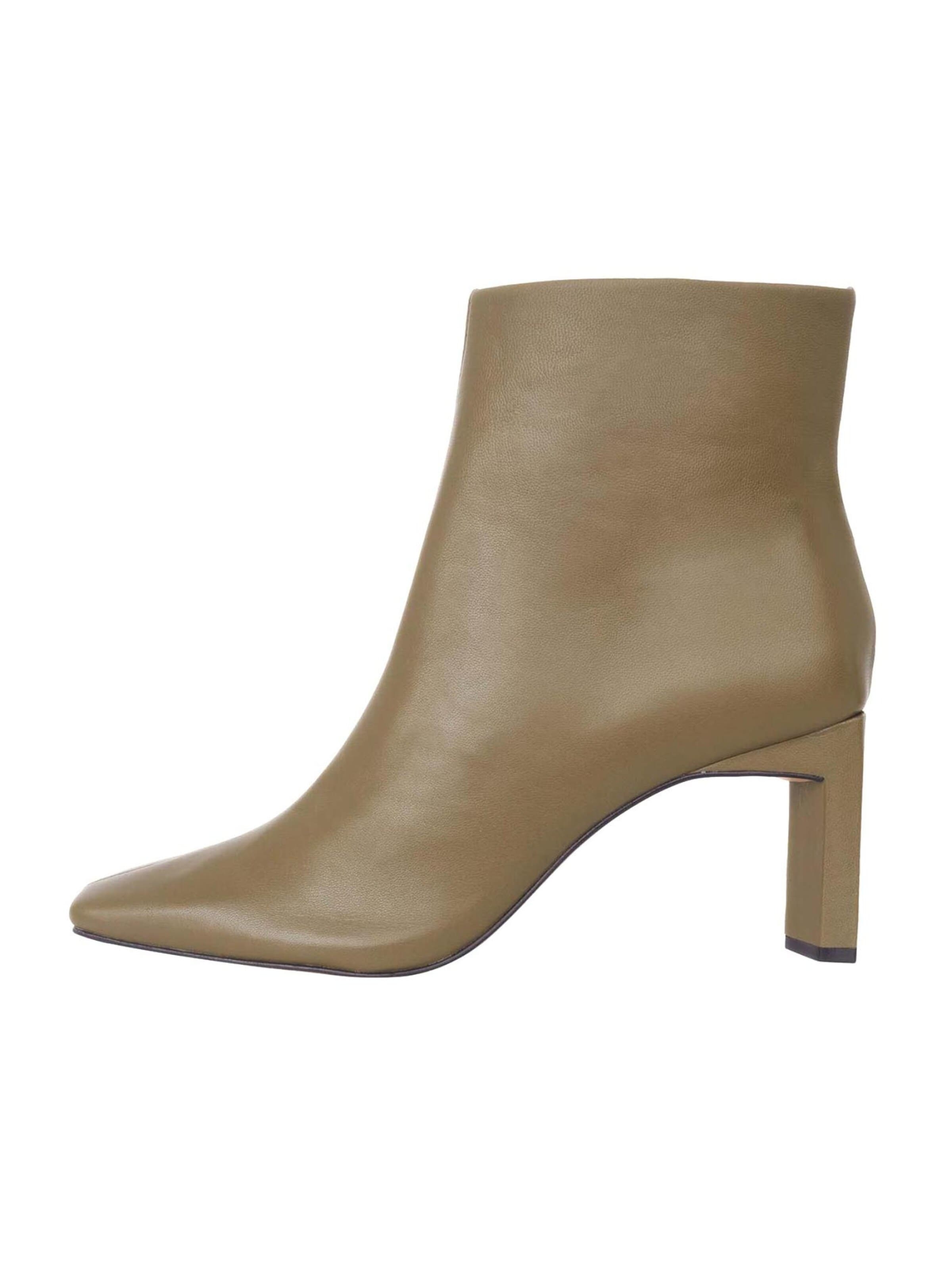 Mangara Atelier - Botas de tobillo 'Senna Stiefel Damen Ziegenleder Olivgrün - Blockabsatz' en verde: frente