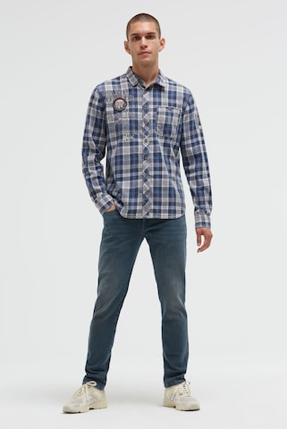 CAMP DAVID Regular Fit Karohemd mit Logo Artworks in Blau