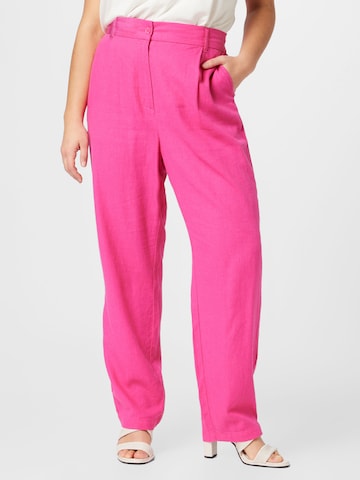 ONLY Carmakoma Regular Pleat-Front Pants 'CARO' in Pink: front