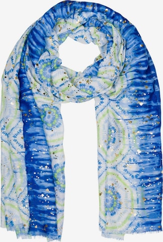 styleBREAKER Schal 'Schal mit Batik Muster Metallic' in Blau: Vorderseite