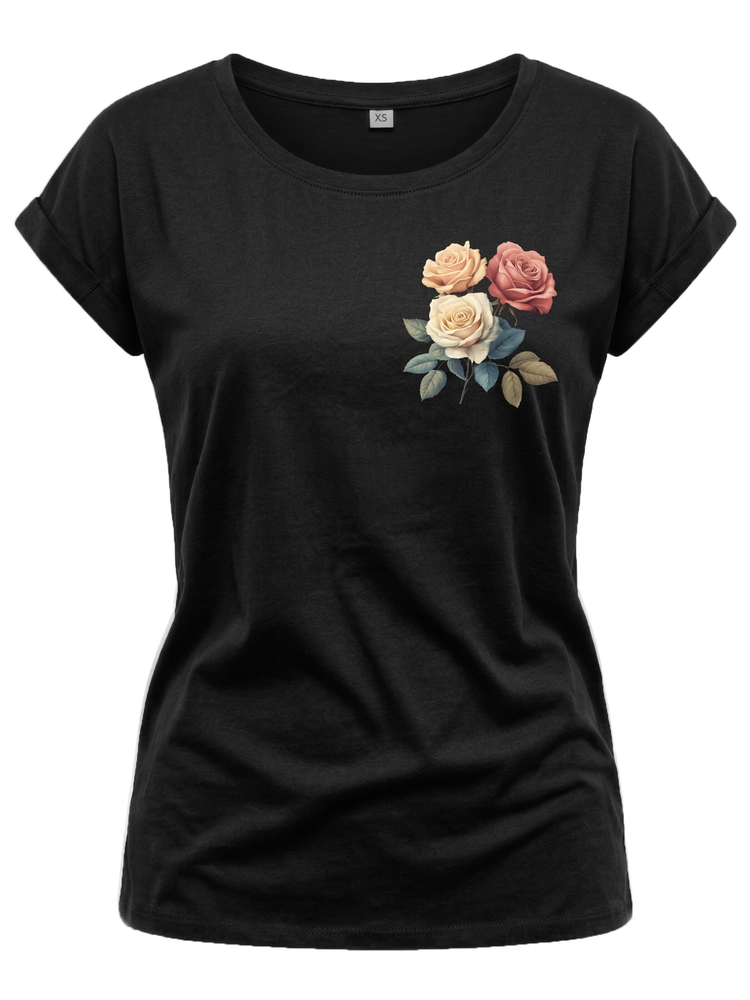 MAKAYA Shirt 'Three Roses' in Black: front