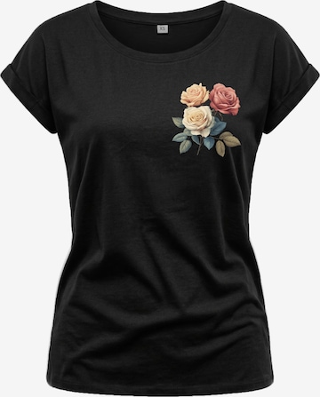 MAKAYA Shirt 'Three Roses' in Black: front