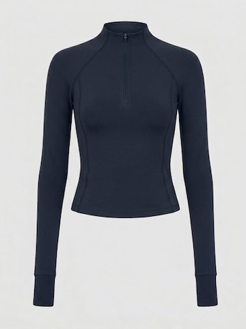 YO-GAYA Sports top 'Quarter Zip Long Sleeve Top' in Blue: front