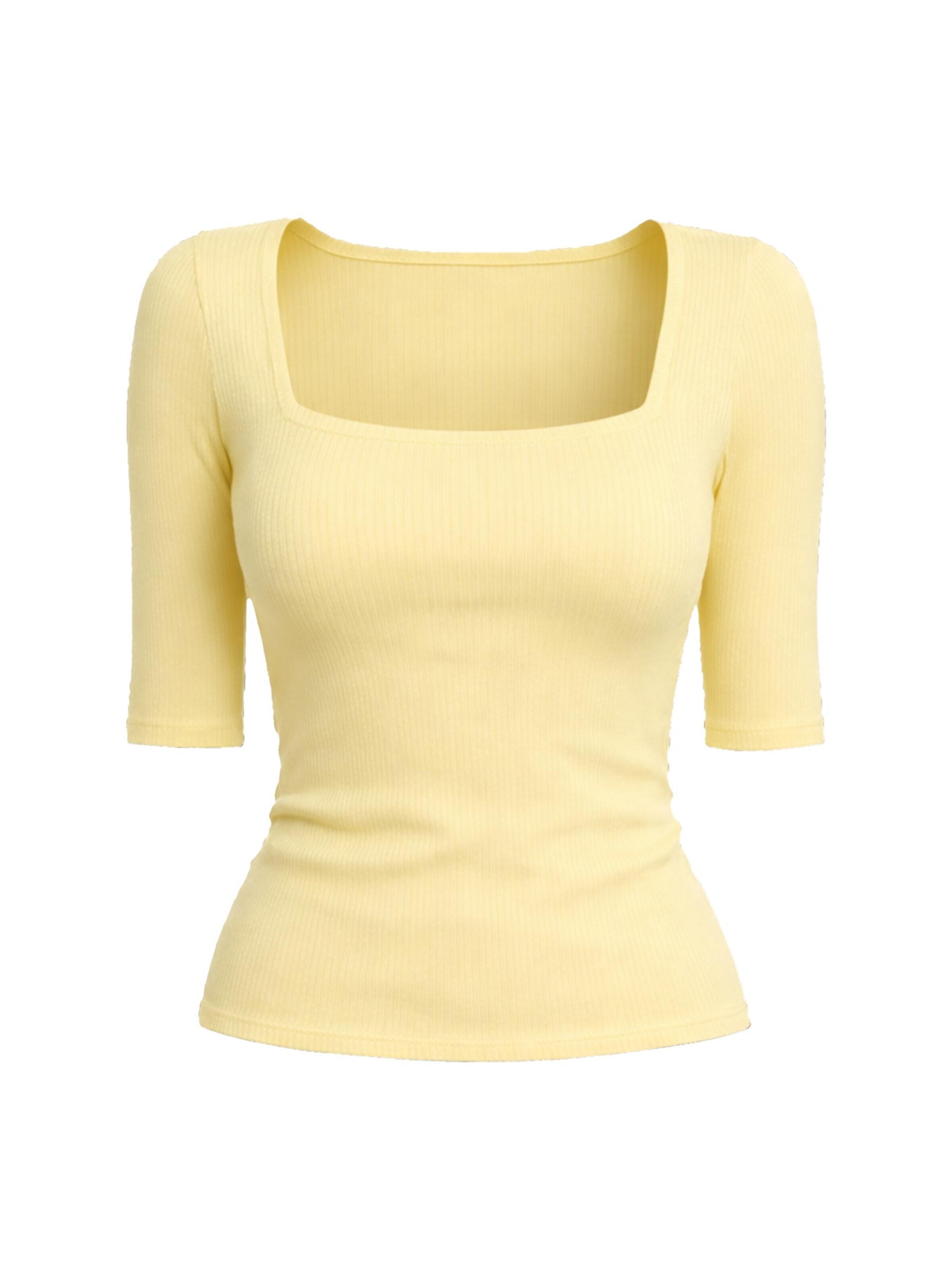 PANTHEROAR Shirt 'Caro Neck Short Sleeve Top'‌‌‌‌‌‌ in Gelb: Vorderseite