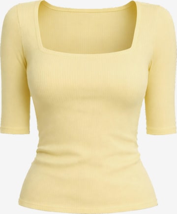 T-shirt 'Caro Neck Short Sleeve Top' PANTHEROAR en jaune : devant