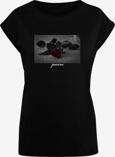 Mister Tee Shirt 'Passion Rose' in dunkelgrau / dunkelrot / schwarz / weiß, Produktansicht