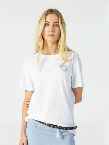 Coster Copenhagen Top ' Beaded ' in Wit: voorkant