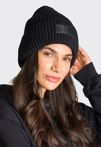 OCEANSAPART Beanie 'Beauty' in Black: front