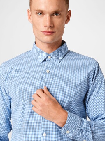 Abercrombie & Fitch Slim fit Button Up Shirt 'POPLIN' in Blue