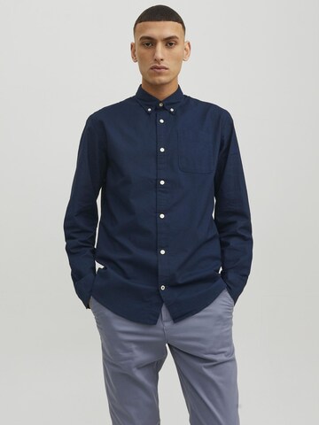 JACK & JONES Slim fit Button Up Shirt 'JJEOxford' in Blue: front