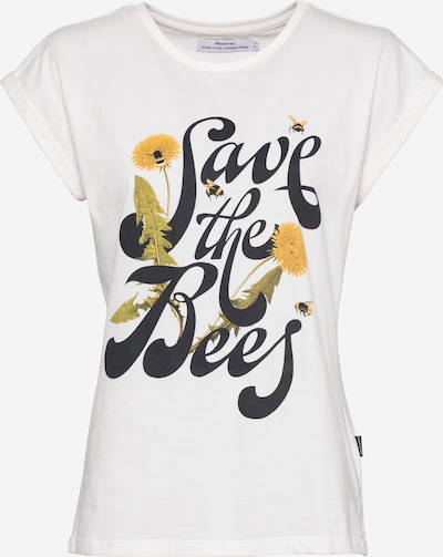 DEDICATED. T-shirt 'Visby Save the Bees' en jaune / vert / noir / blanc cassé, Vue avec produit