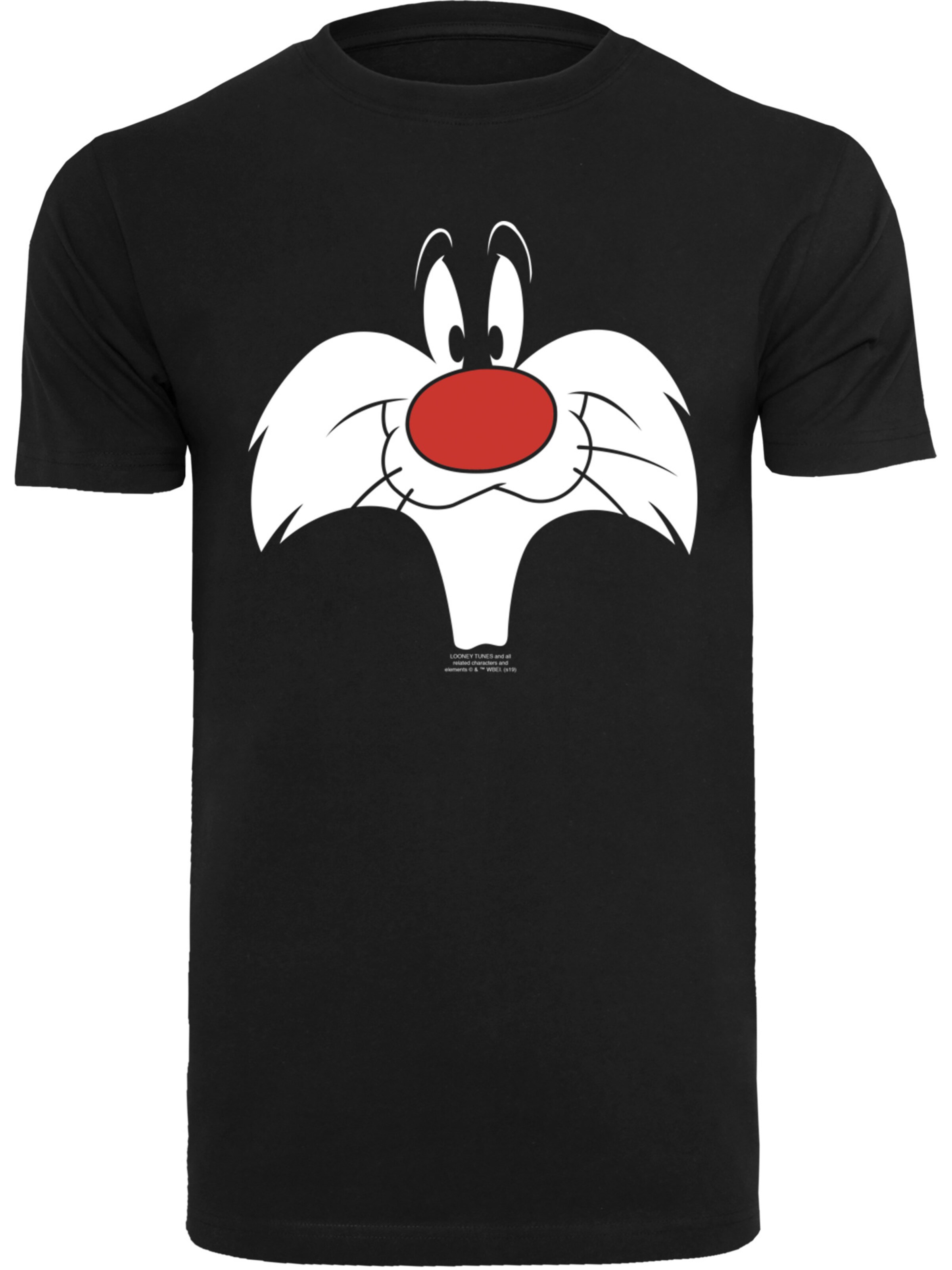 F4NT4STIC Shirt 'Looney Tunes Sylvester' in Zwart: voorkant