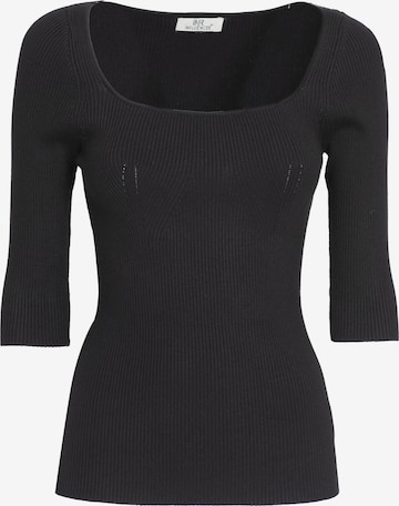 Influencer Trui 'Ribbed pull' in Zwart: voorkant