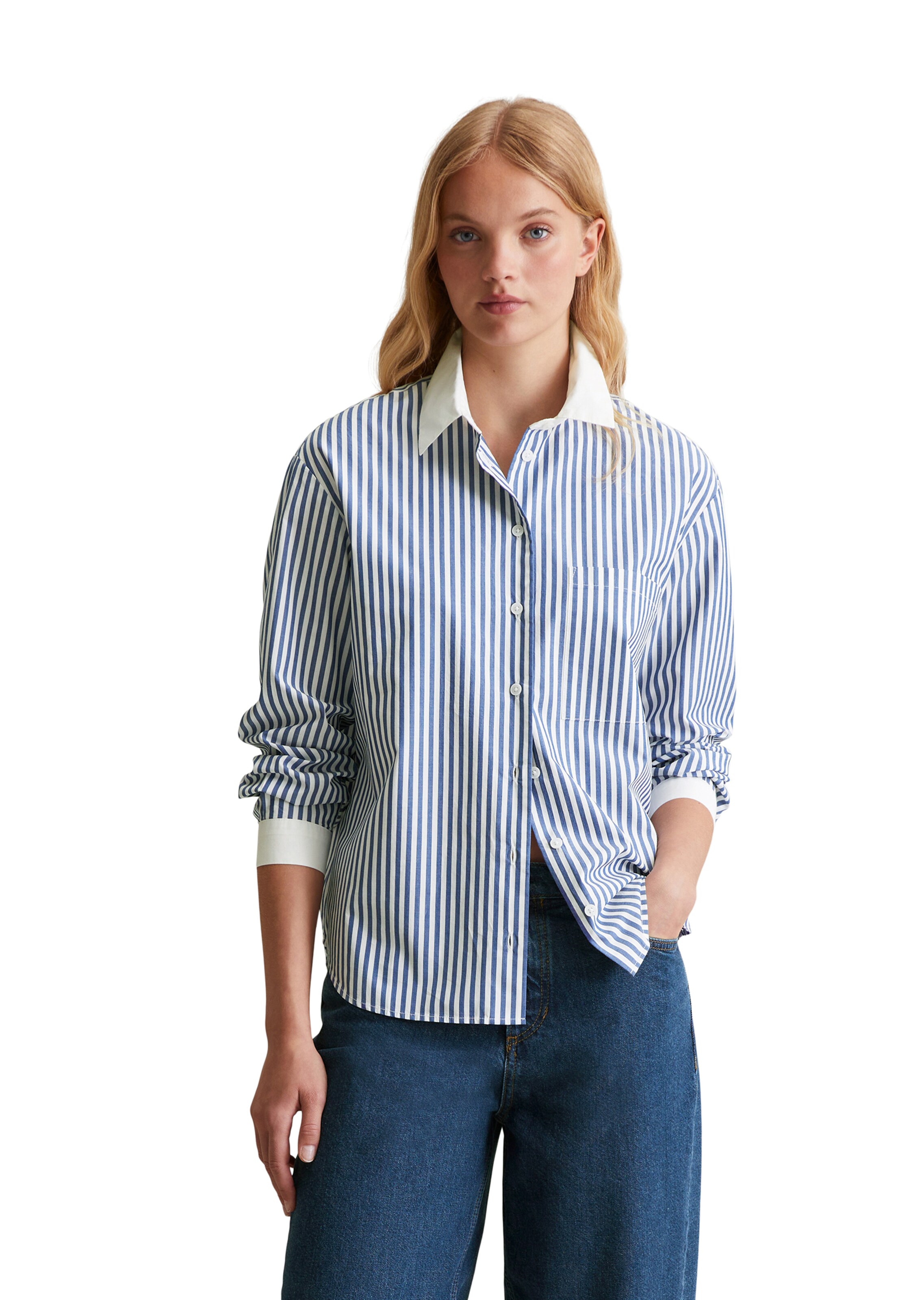 Marc O'Polo DENIM Blouse in Blauw: voorkant