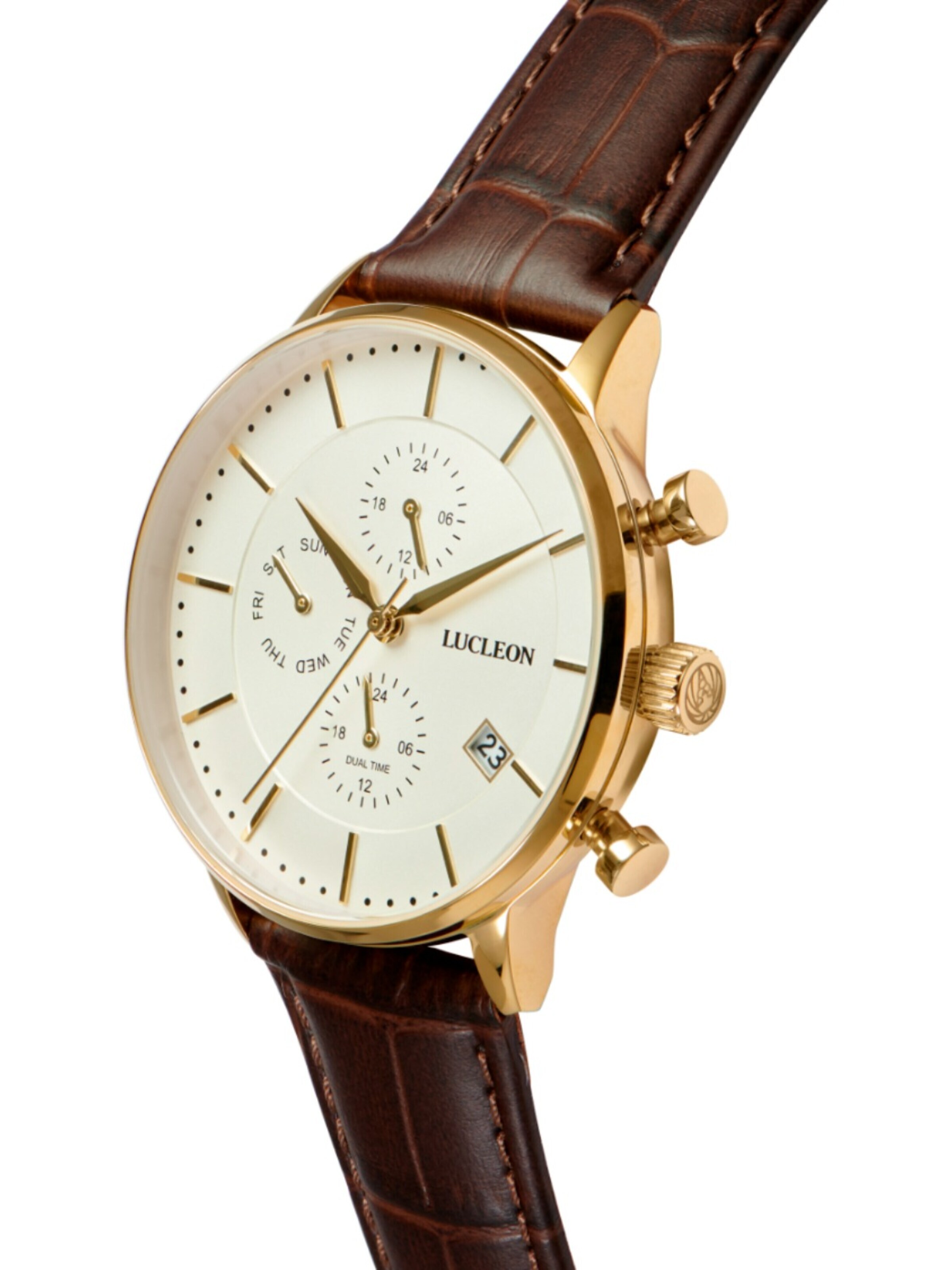 Lucleon Analog Watch 'Laurens' in Brown