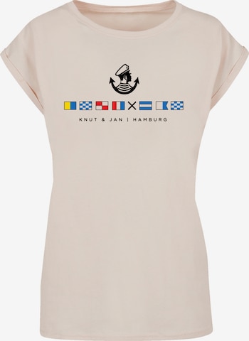 F4NT4STIC T-Shirt 'Seglerfahnen Knut & Jan Hamburg' in Beige: Vorderseite