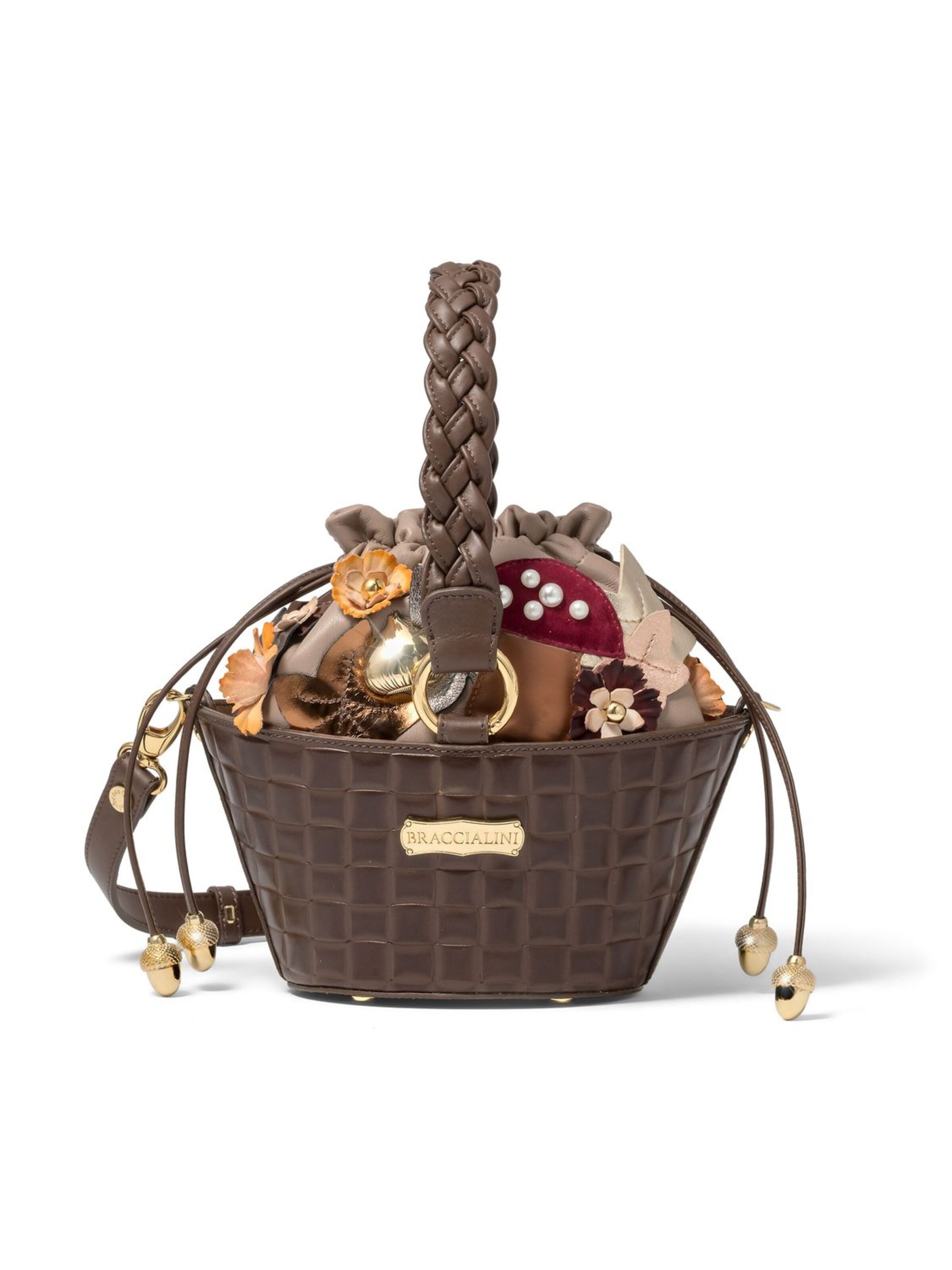 Braccialini - Bolso de mano 'Tema Cestino Di Funghi' en marrón: frente