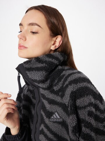 ADIDAS SPORTSWEAR Fleecejacke 'Hyperglam Fleece Zebra' in Grau