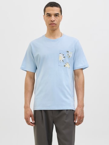 JACK & JONES Shirt 'JORTAVIRA AOP POCKET TEE' in Blue: front