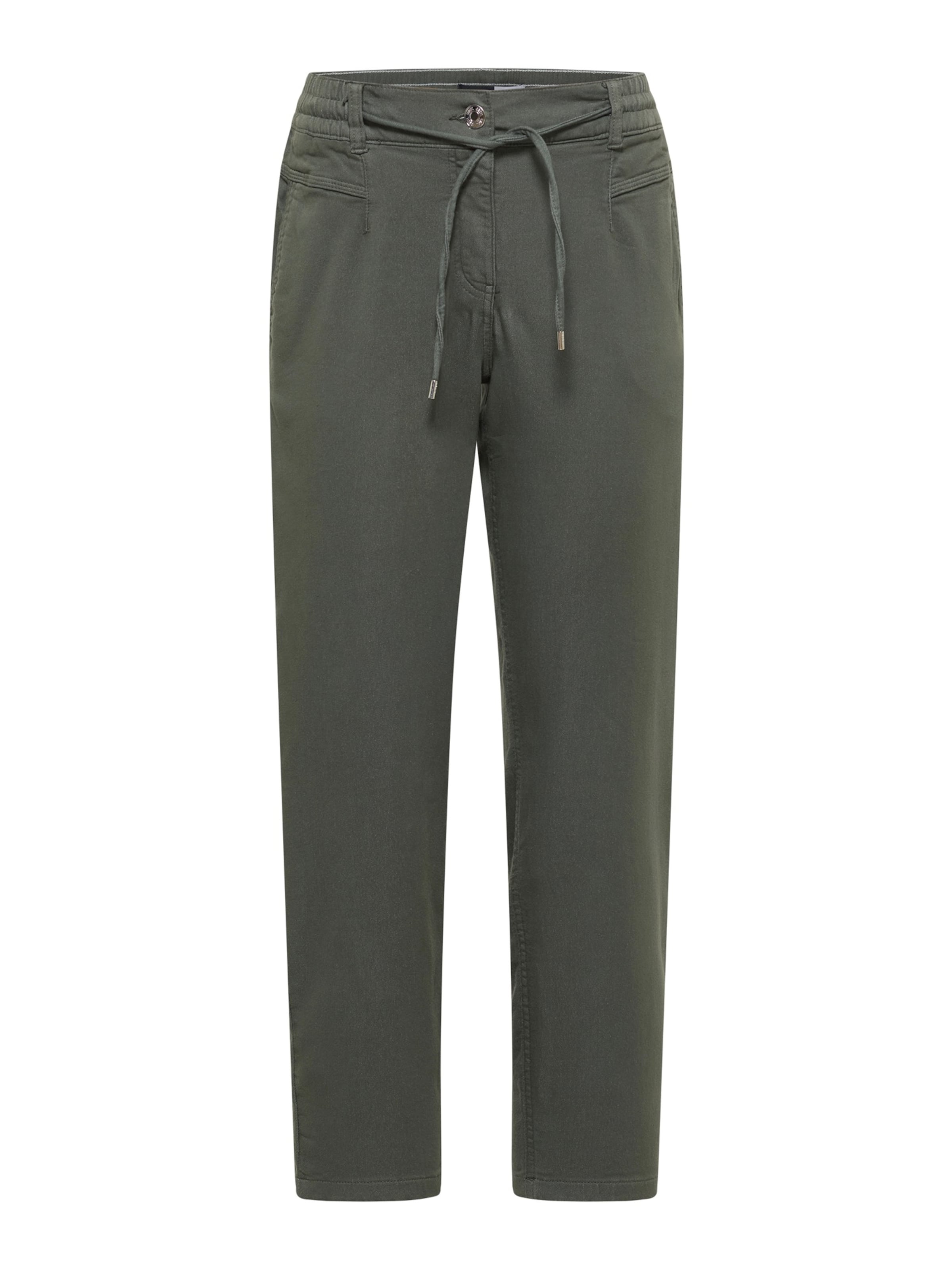 CECIL Zúžený Kalhoty se sklady v pase – zelená: přední strana