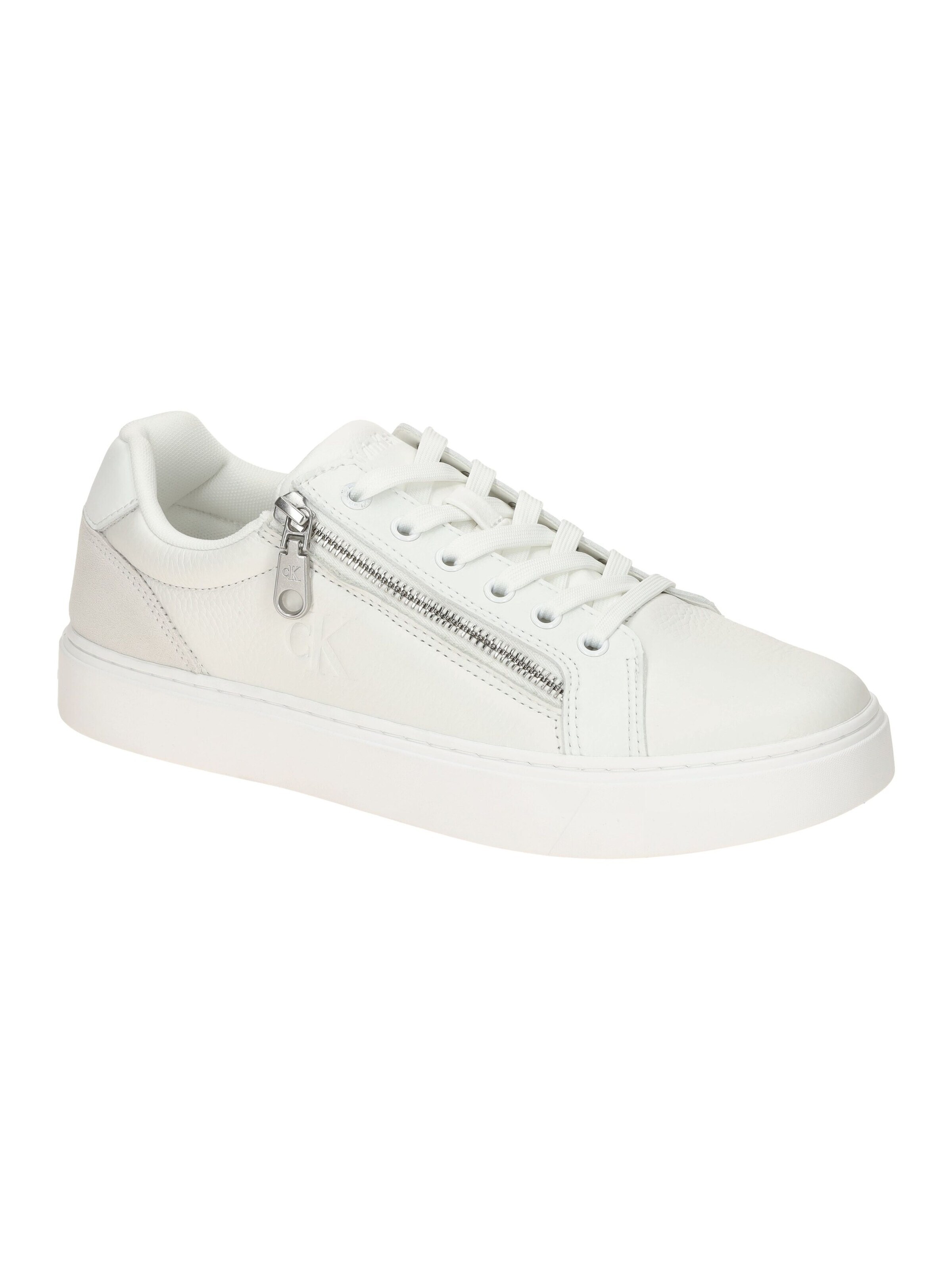 Calvin Klein Lace-Up Shoes 'Calvin Klein Schuhe Classic Cup Zip White Sneakers weiß' in White: front