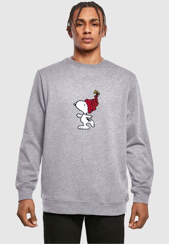 Sweat-shirt 'Peanuts Snoopy With Knitted Hat' Merchcode en gris : devant